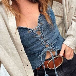 12th Tribe Spears Denim Bustier